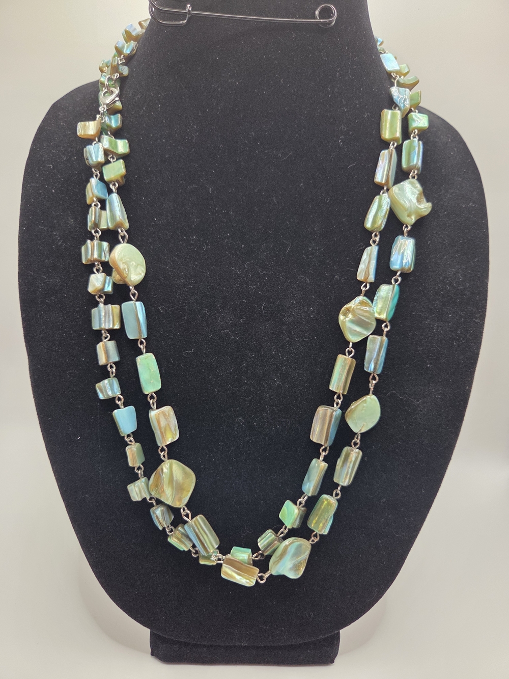1486. Long Died Abalone Shell Necklace